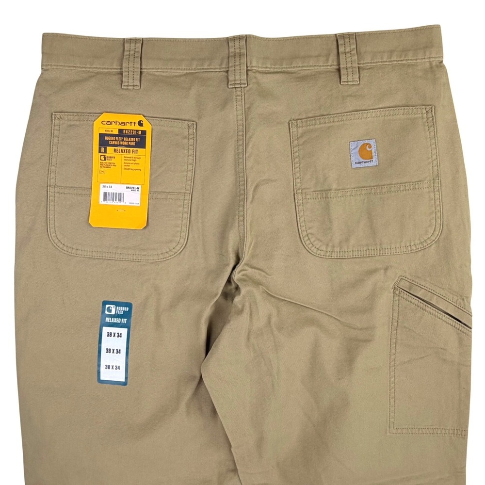 Carhartt Rugged Flex Relaxed Fit Canvas Work Pants Men 38x34 BN2291-M Tan NWT‎ - Picture 7 of 15